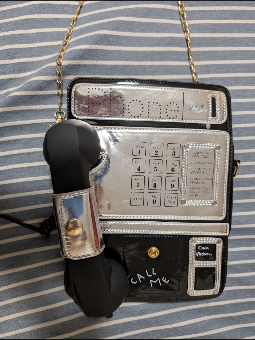Stylish Black & Silver Retro Handset Phone Purse